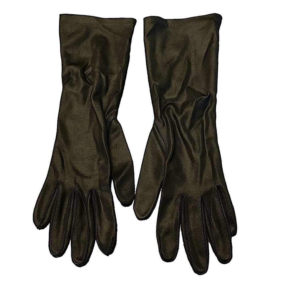 Vintage Black Stretch Fabric Gloves Cover Wrists OS